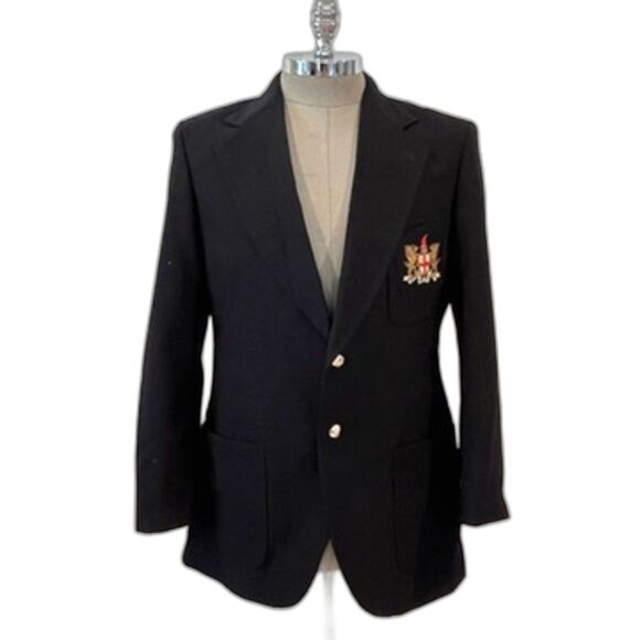 Dunn & Co Vintage Men's Blazer Wool London Crested Coat of Arms 2 Button - Picture 1 of 9